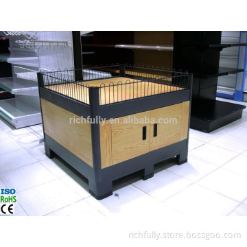 Wooden color supermarket Promotion Counter for sale